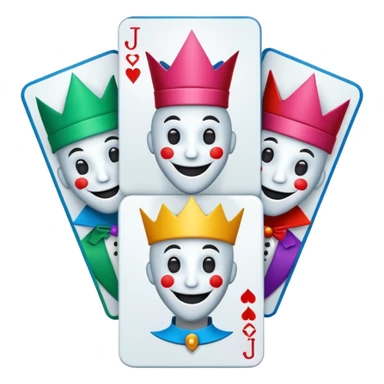 3 poker cards, with crazy colorful human jolly jokers inside sticker