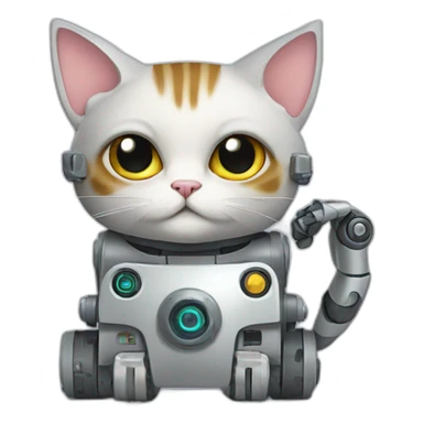 Katze mit Roboter sticker