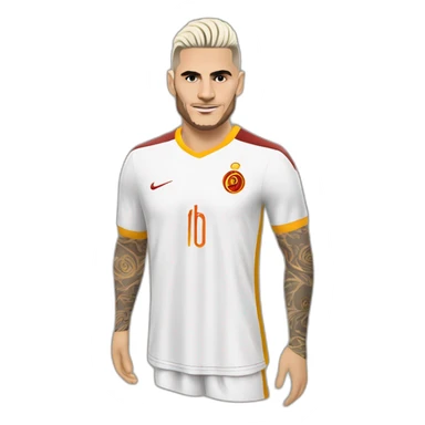 Mauro icardi avec les cheveux blanc avec le maillot de galatasaray sticker
