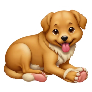 dog licking feet sticker