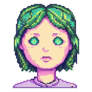 a jaded AI, tired expression, digital face, subtle glitch effects, cool muted colors sticker