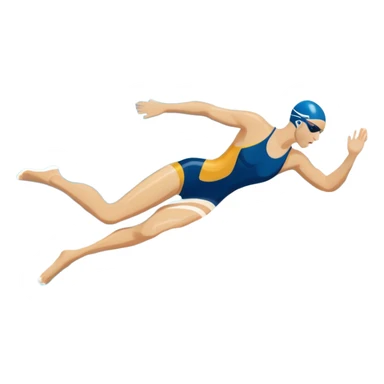 An icon featuring a swimmer in mid-stroke, cutting through the water with a strong, fluid motion. The design includes ripples around the swimmer’s body and a pool lane line in the background, symbolizing speed and technique in swimming. Transparent background highlights the grace sticker