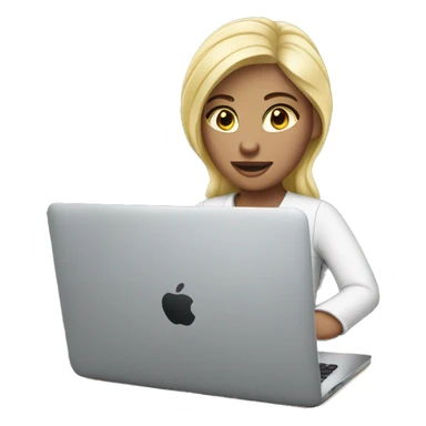 Blond Person working on macbook laptop sticker