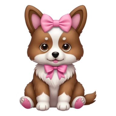 dog with pink bow sitting pose sticker
