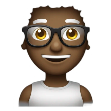 garçon blanc cheveux bouclé afro noir avec lunettes carré sticker