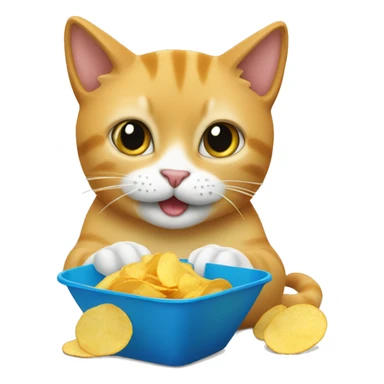 cat eating potato chips sticker