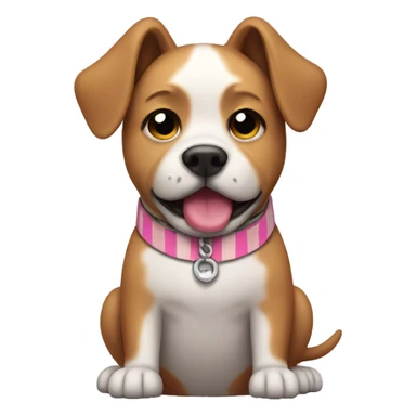 Crying dog with stripe pink collar sticker