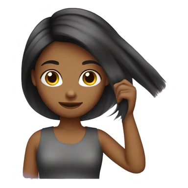 girl emoji, combing her hair. your hair color is dark brown sticker