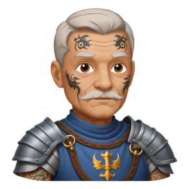 elderly tattooed knight, tattooed shoulder sticker