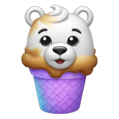 bear unicorn eathing ice cream sticker