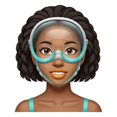 black woman with glassed braces and mask sticker
