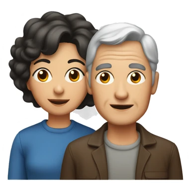 70 year old dark haired mom with her son and his partner sticker