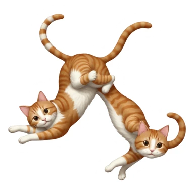 brown tabby and white cat with doing a big extremely long stretch reaching up into the air with arms and legs side by side together straight and overextended whilst lying on its side sticker