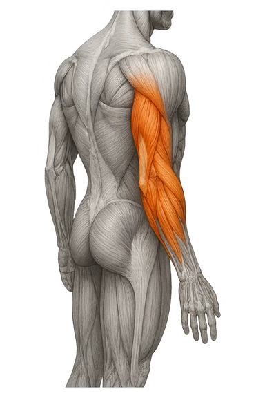 tricipite visto anatomicamente , illumina solo il tricipite, il resto fallo in bianco e nero sticker