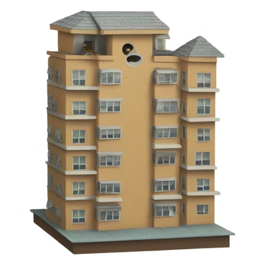 Apartment building shaped birdhouse for birds sticker