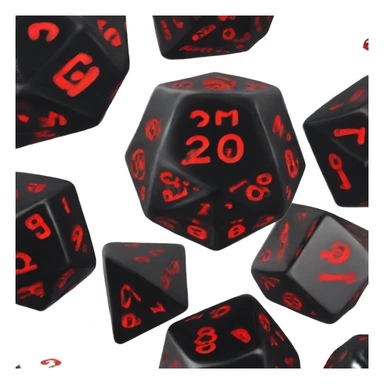 D20 dice black with red numbers glowing sticker