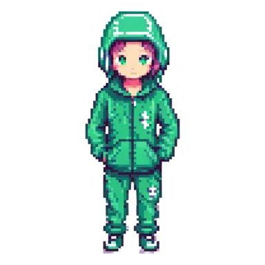 pixel art style squid game player with green tracksuit sticker