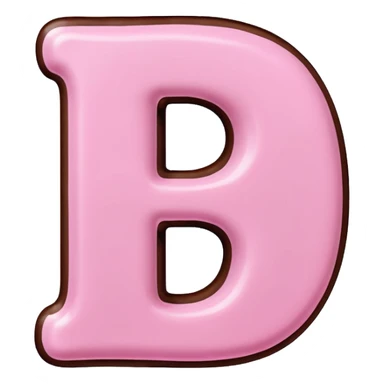 “Single pink bubble letter B, white outline, bottom dipped in chocolate with pink frosting drizzle, kawaii style, glossy, soft shading, clean outline, transparent background, Discord emoji size” sticker