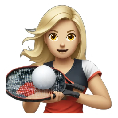 a blond women playing table tennis and she looks angry sticker