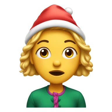 surprised girl in a festive cap sticker