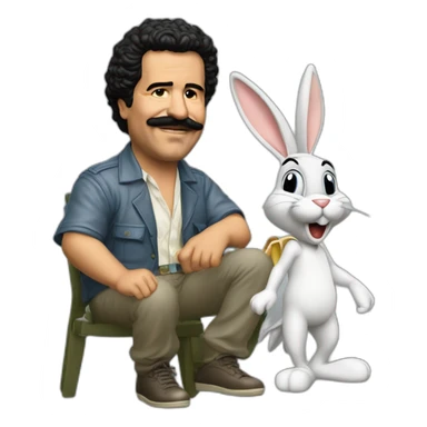 Pablo escobar peleando con Bugs bunny sticker