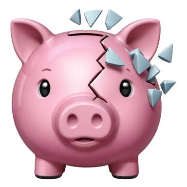 a piggy bank broken in half sticker