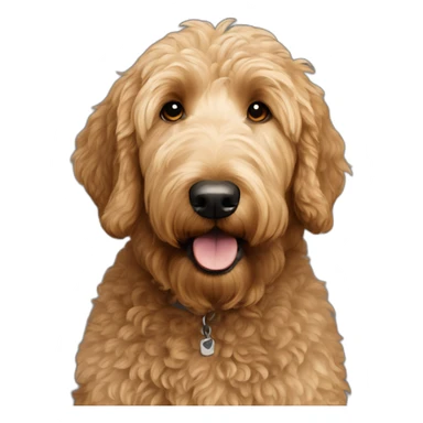 Light brown golden doodle wearing vision pro sticker