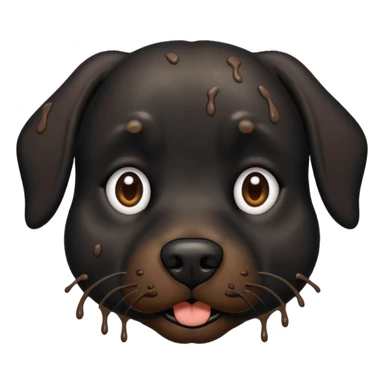 very muddy and dirty black dog face that doesnt look like pattern sticker