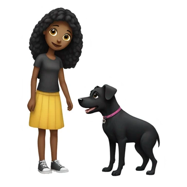 girl with black dog  sticker
