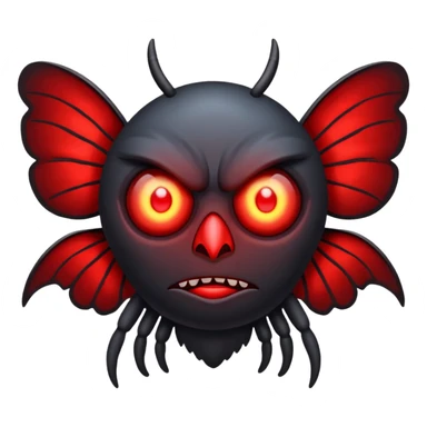 Create a scary emoji of the mothman with bright red eyes sticker