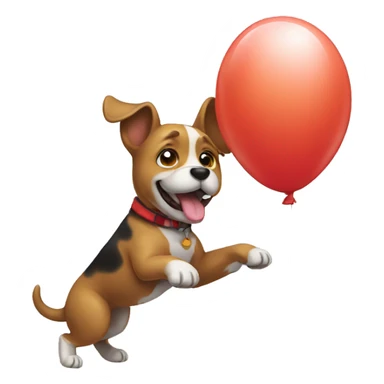 A dog playing with a ballon sticker