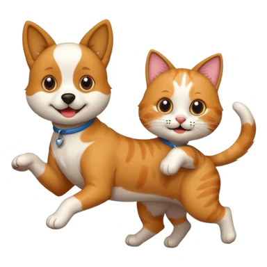 Dog and cat ran sticker