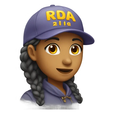 girl with a hat and rida written on  sticker