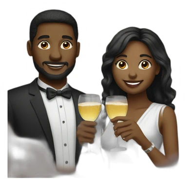 black couple toasting glasses sticker