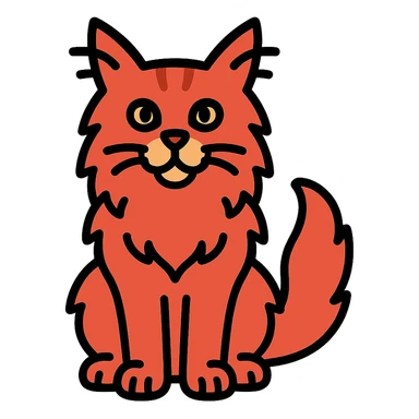A red Maine Coon cat sticker
