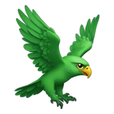 green hawk with the wings wide sticker