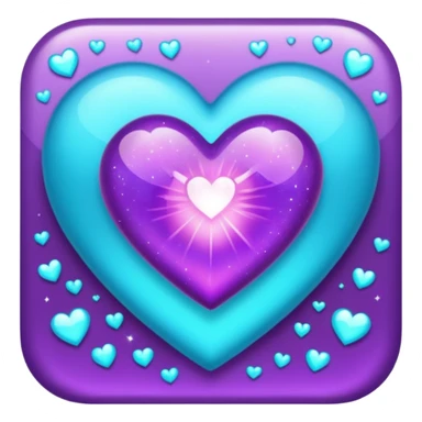 glitter purple and cian heart sticker