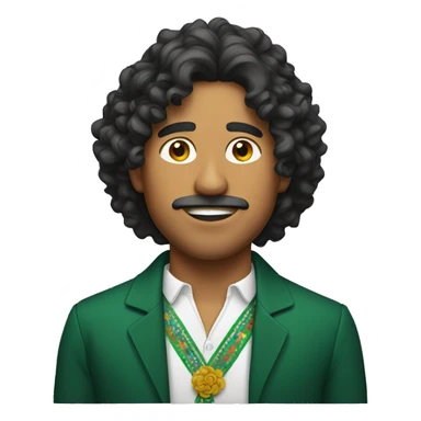 Mexican man with medium length curly hair sticker