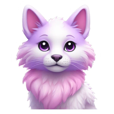 Kawaii colorful bright light pastel lilac-pink-white-gradient fantasy ethereal anthro fursona animal creature sticker