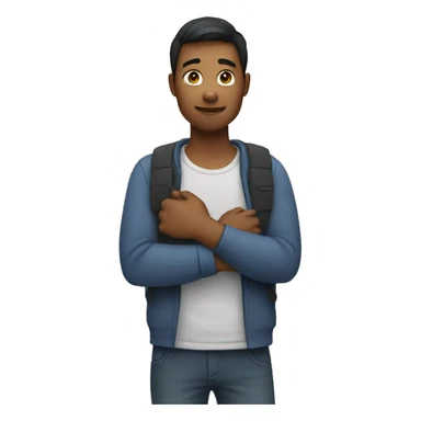 Person with his hands on his shoulder sticker