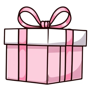 cute pink pastel gift box with ribbon, baby pink color sticker
