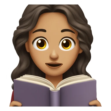 brunette long wavy hair woman crying tears down face while holding and reading book sticker
