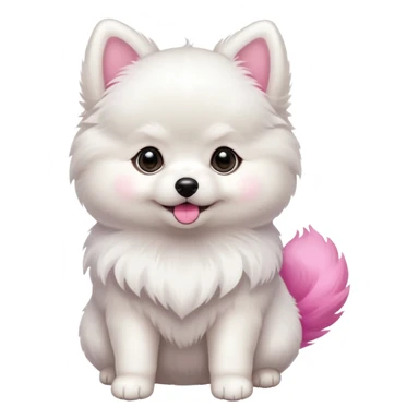 White pomeranian puppy pink tail sticker
