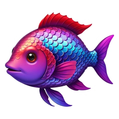 color gradient between red and purple glitter cute fish sticker