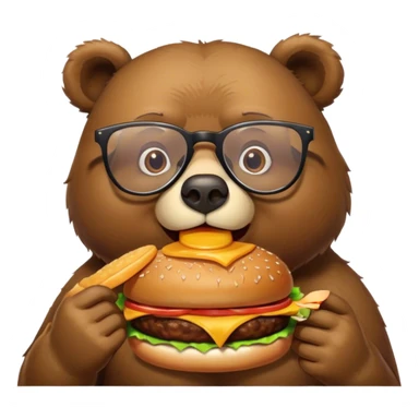 Bear with glasses and burger sticker