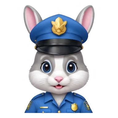 cute Rabbit police, blue uniform including helmet of uniform sticker