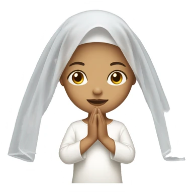 Light skin girl praying with white veil  sticker