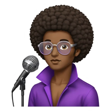 soul music singer with microphone and afro hairstyle sticker