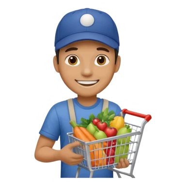 a man with shopping cart sticker