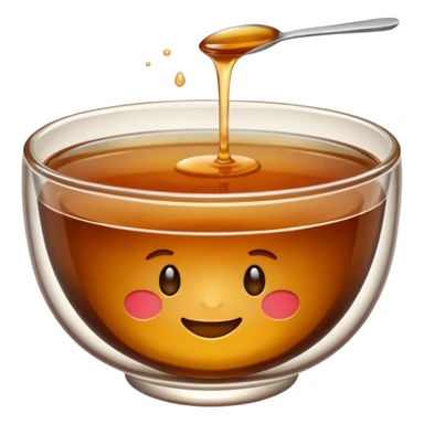 bowl of brown consommé, transparent brown liquid, no extra details, emoji style sticker